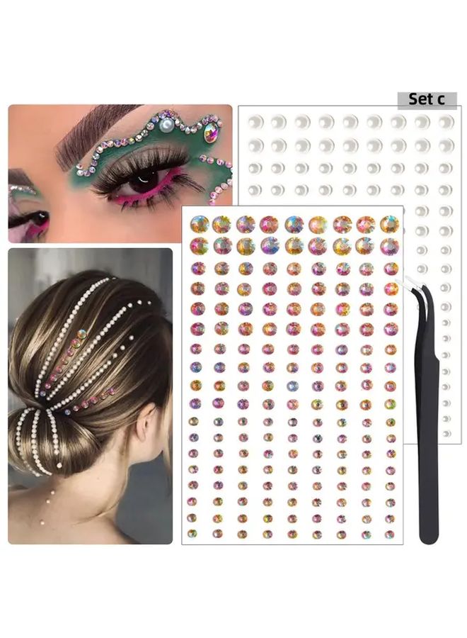 Set B Diamond Pearl Rhinestone Face Stickers Stage Makeup Tear Drill Jewelry - Image 5